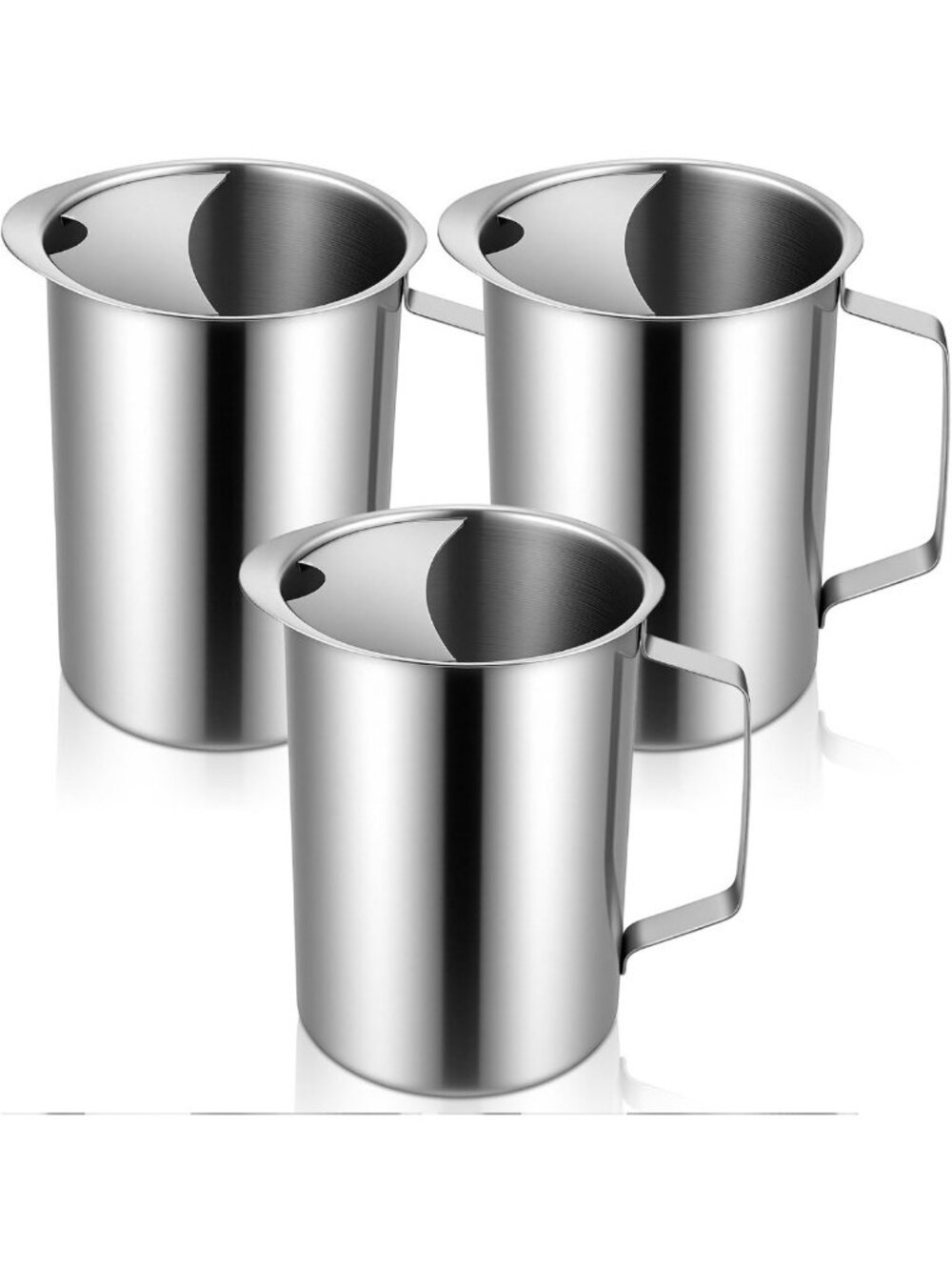Set of 3 Large 64 oz Stainless Steel Pitchers with Ice Catcher - Perfect for